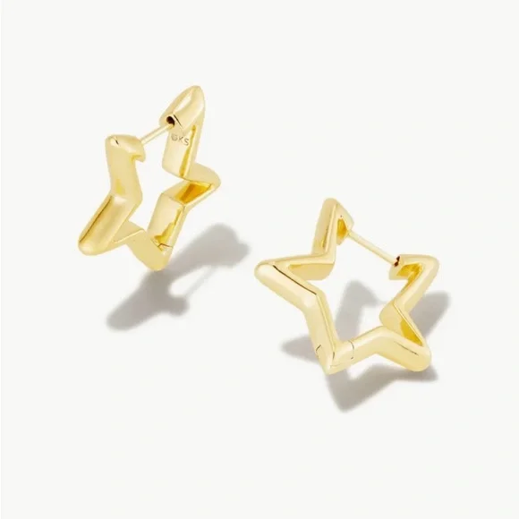 NWT-Kendra Scott Star Huggie Earrings in Gold - Picture 1 of 10